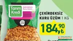 TARIM KREDİ ÇEKİRDEKSİZ KURU ÜZÜM 1 KG fiyat ve kampanya bilgisi